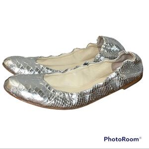 Giuseppe Zanotti Silver Python Ballet Flat 40